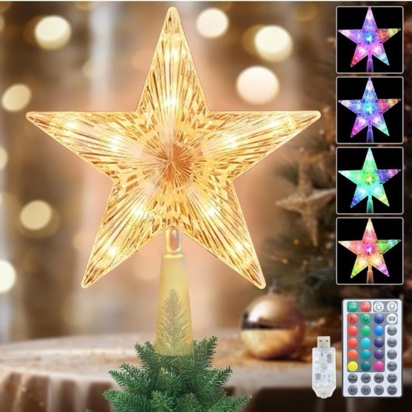 Christmas Tree Topper, 9" Lighted Christmas Tree Topper Star KBG LED 20 Light Mo - Picture 3 of 9